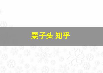 栗子头 知乎